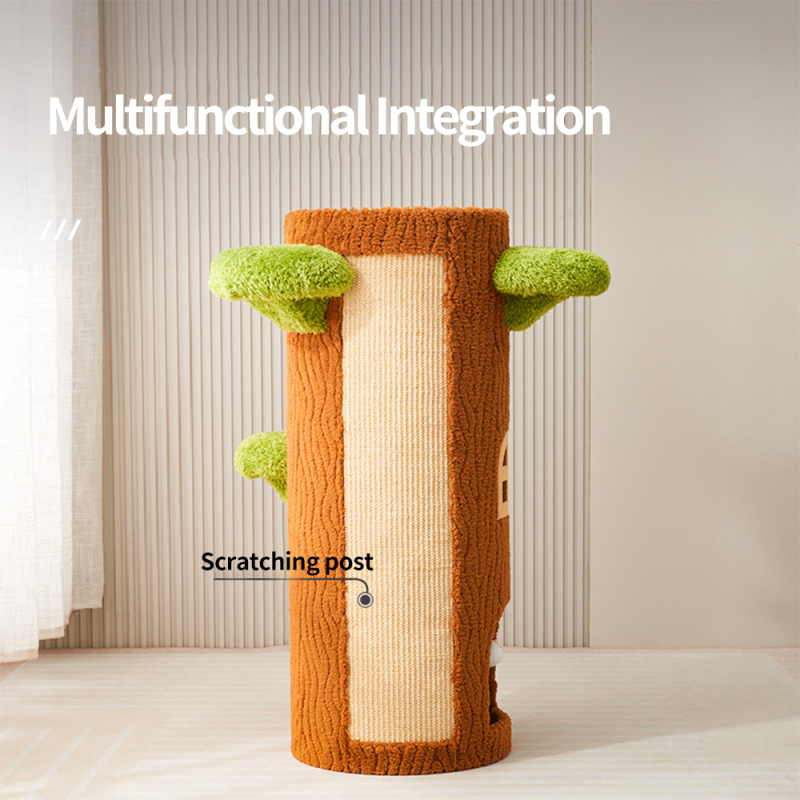 Wholesale Sisal Short Plush Cat House With Scratcher Mat