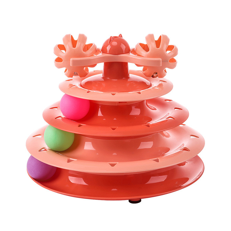Manufacturer wholesale blue orange green four layer cat turntable toys