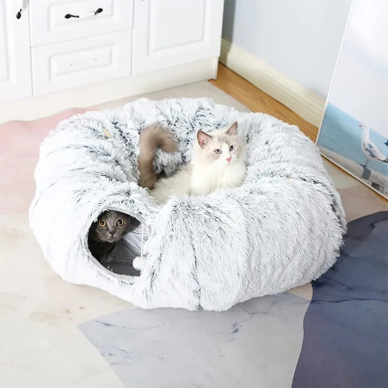 Wholesale Donut Plush Foldable Collapsible Cat Tunnel