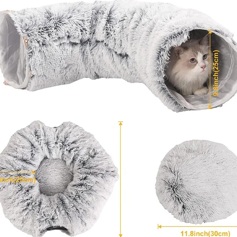 Wholesale Donut Plush Foldable Collapsible Cat Tunnel