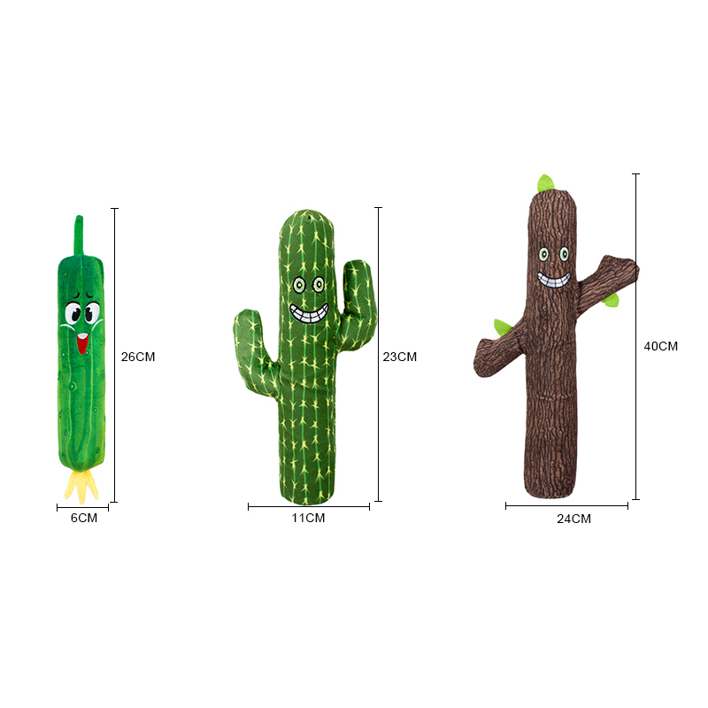 Manufacturer wholesale wood cactus loofah shape dog plush squeak toys