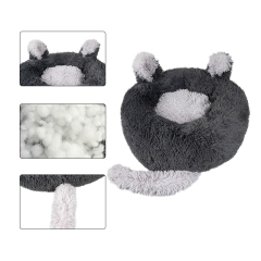 wholesale manufacturer cute soft plush donut dog cat bed with ear tail