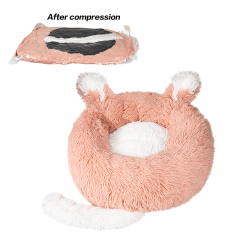 wholesale manufacturer cute soft plush donut dog cat bed with ear tail