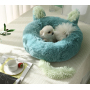 wholesale manufacturer cute soft plush donut dog cat bed with ear tail