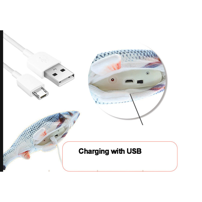 Manufacturer wholesale electric USB charging shock cat plush fish toys