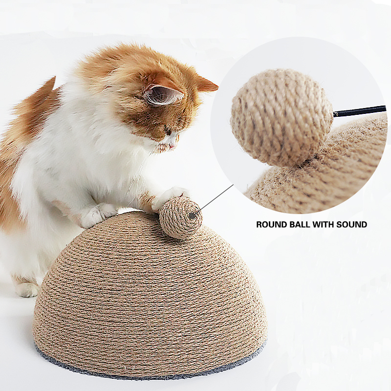 Manufacturer wholesale short plush bottom sisal half cat scratcher ball