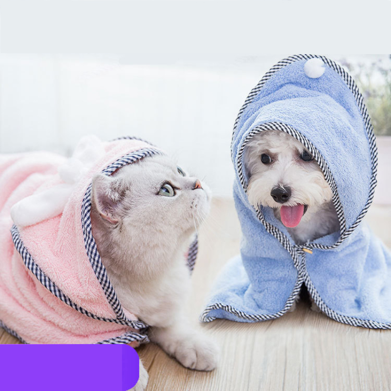 wholesale manufacturer OEM custom logo cute comfortable cotton soft pet dog bathrobe