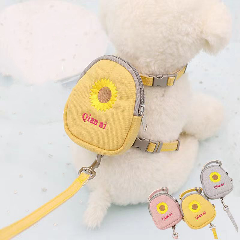 Manufacturer wholesale multi-colors cute design outdoor cat small dog harness with bag