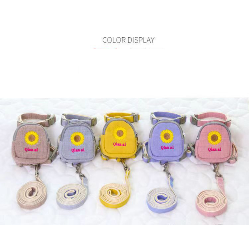 Manufacturer wholesale multi-colors cute design outdoor cat small dog harness with bag