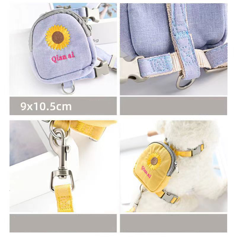 Manufacturer wholesale multi-colors cute design outdoor cat small dog harness with bag