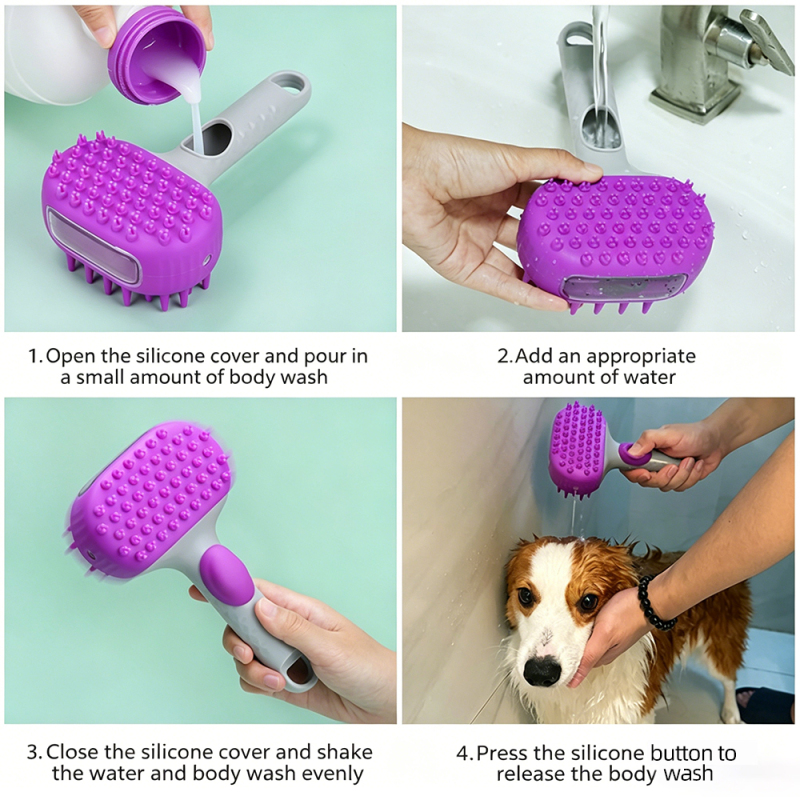 Wholesale Custom Logo Silicone Plastic Shower Cat Bath Brush for Dog