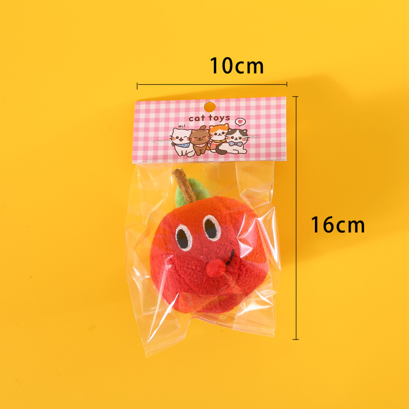 Manufacturer wholesale fruit design plush cat toys with silvervine