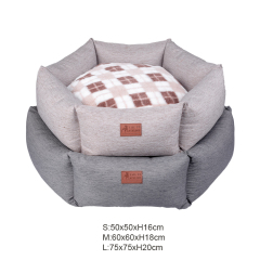 Manufacturer wholesale Small Medium Large Dog Bed Hexagonal Kennel Plaid Pattern Comfortable Non-Slip Pet Bed