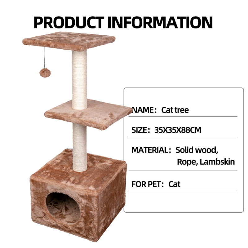 Manufacturer Wholesale Brown Short Plush Sisal Cat Tree House