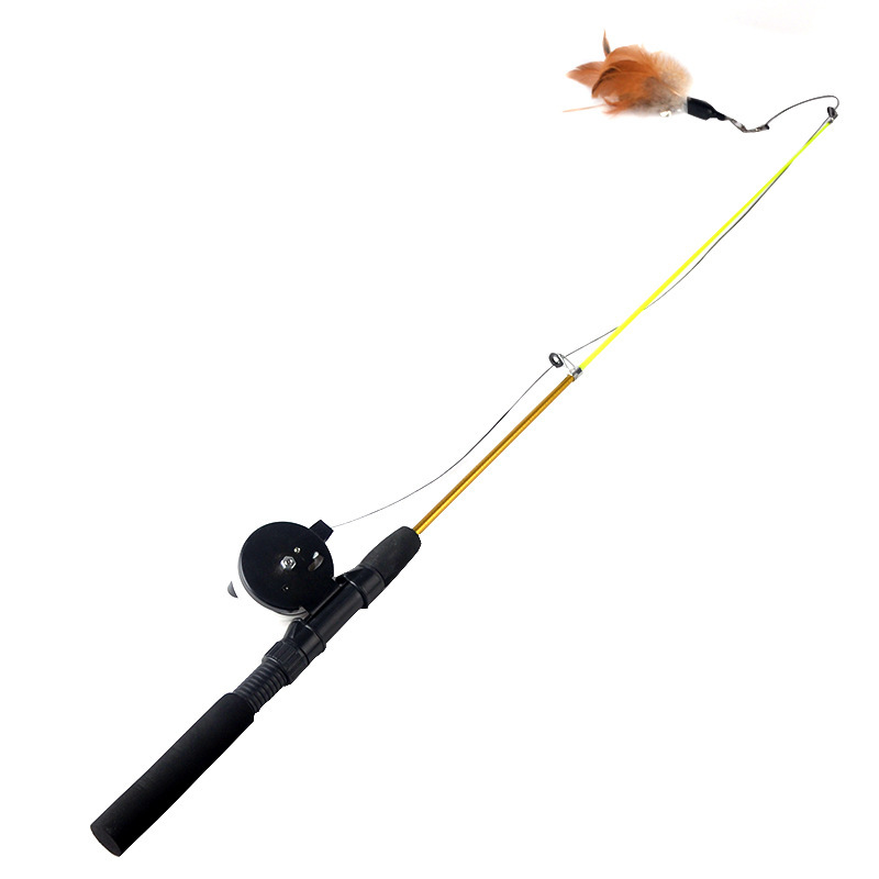Manufacturer wholesale adjustable feather cat toy teaser rod