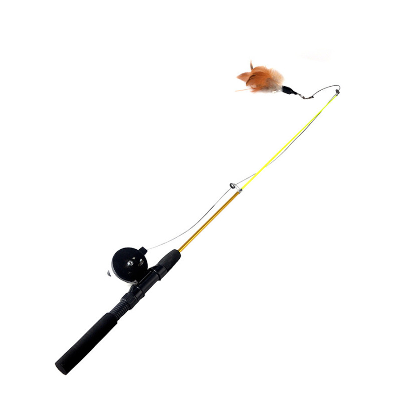Manufacturer wholesale adjustable feather cat toy teaser rod