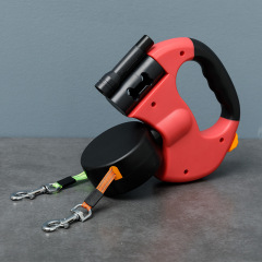 Wholesale Reflective Pet Supplier Double Retractable Dog Leash With Light