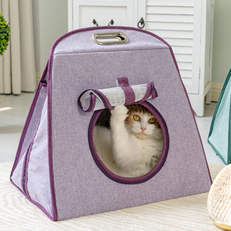 Manufacturer Wholesale Portable Foldable Cat Carrier House With Scratcher
