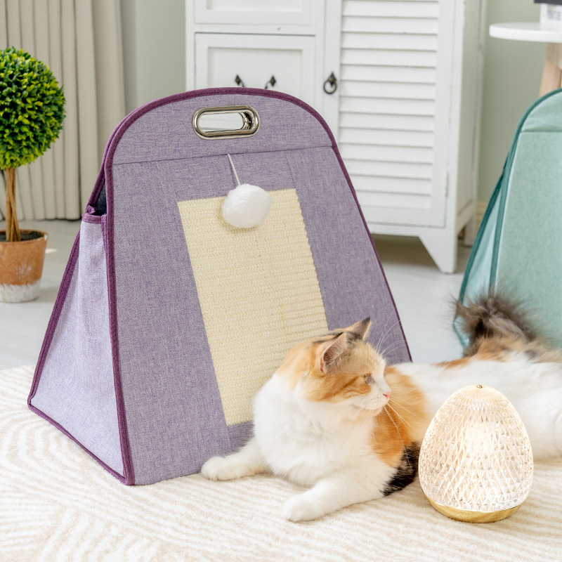 Manufacturer Wholesale Portable Foldable Cat Carrier House With Scratcher