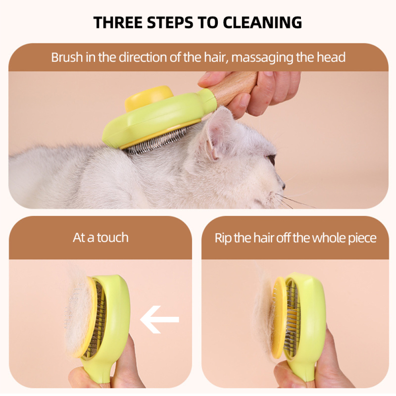 Wholesale ABS Solid Wood Handle Hair Removal Dog Cat Pet Comb