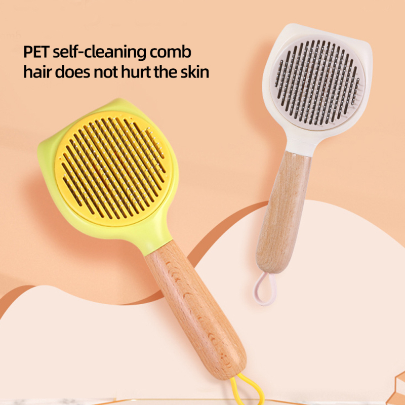 Wholesale ABS Solid Wood Handle Hair Removal Dog Cat Pet Comb