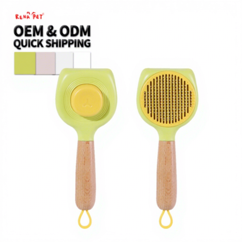 Wholesale ABS Solid Wood Handle Hair Removal Dog Cat Pet Comb