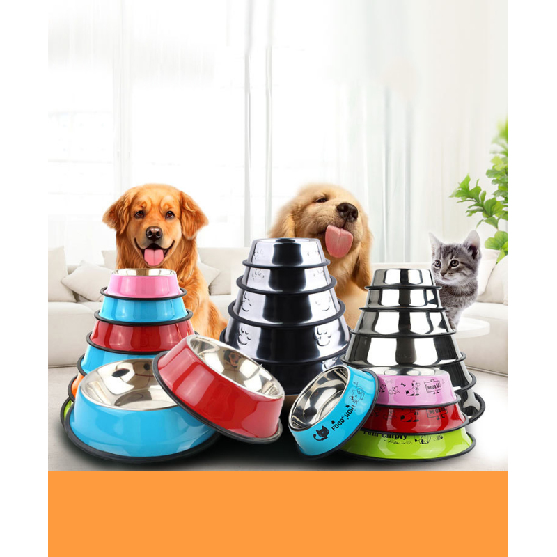 Manufacturer wholesale multi-colors stainless steel cat dog bowl non-slip