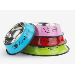 Manufacturer wholesale multi-colors stainless steel cat dog bowl non-slip