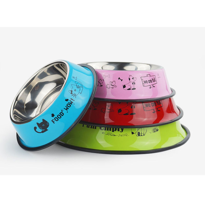 Manufacturer wholesale multi-colors stainless steel cat dog bowl non-slip