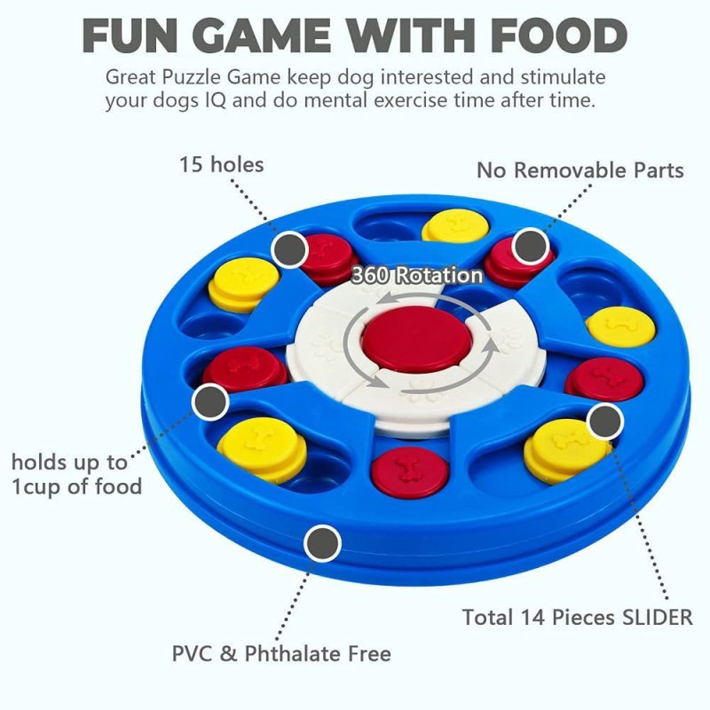 Manufacturer wholesale blue round design dog smart rotation feeder toy