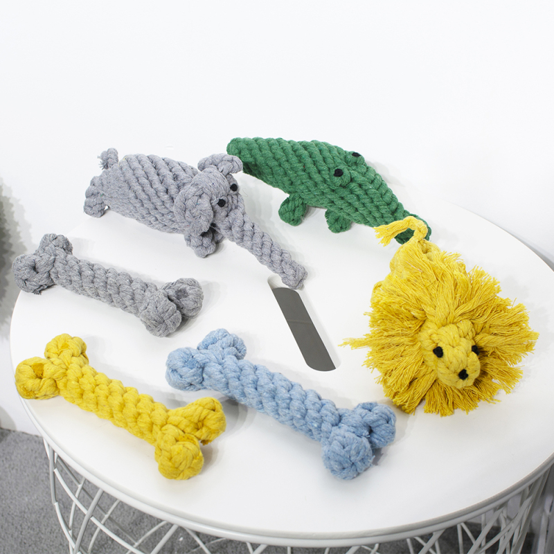 wholesale manufacturer elephant lion crocodile bone chew cotton rope dog toys