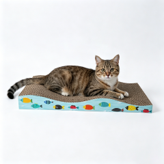 Wholesale Blue Wavy Shape Corrugated Cat Scratcher Cardboard