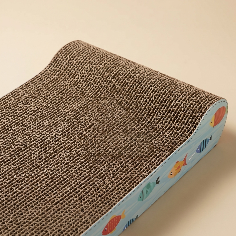 Wholesale Blue Wavy Shape Corrugated Cat Scratcher Cardboard