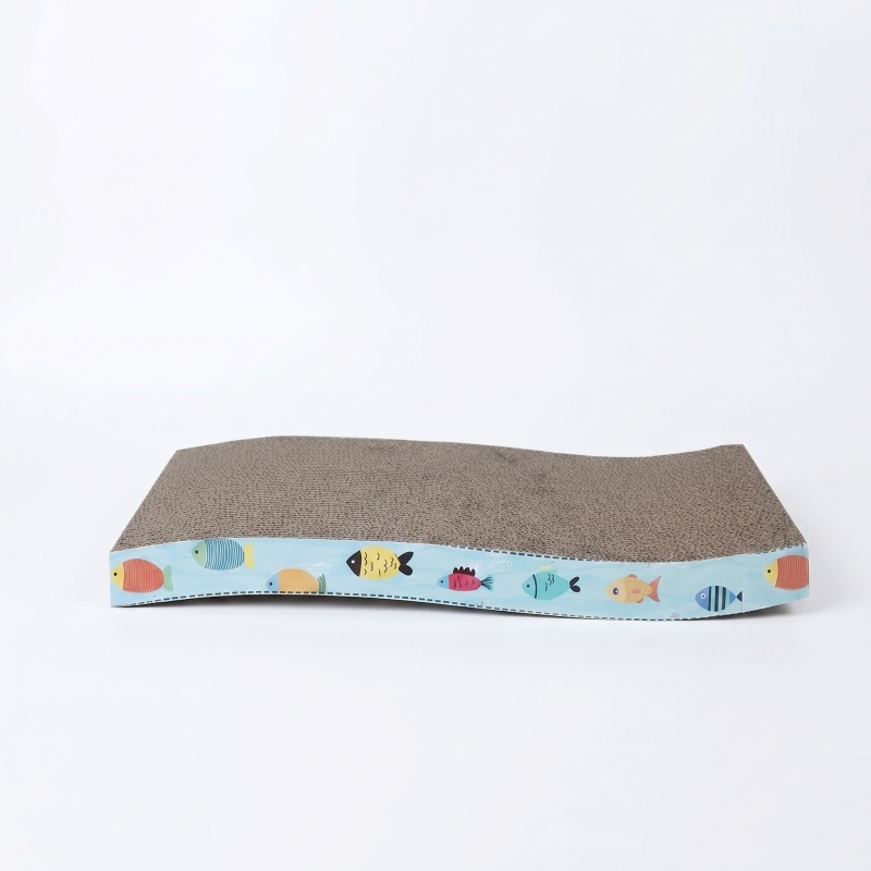 Wholesale Blue Wavy Shape Corrugated Cat Scratcher Cardboard