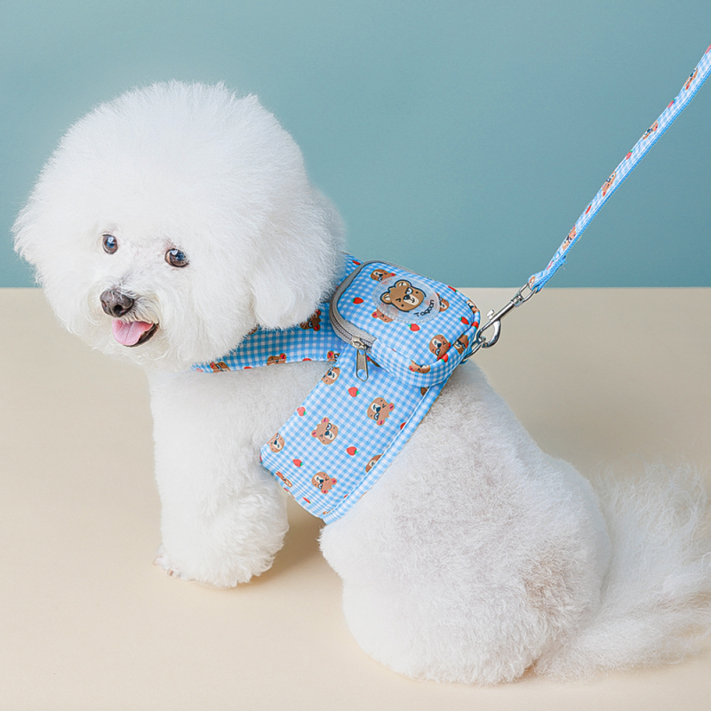 Manufacturer Wholesale Cute Design Breathable Mesh Small Dog Harness with Bag
