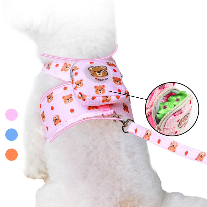 Manufacturer Wholesale Cute Design Breathable Mesh Small Dog Harness with Bag
