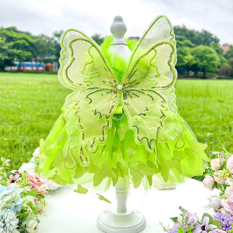 Wholesale Embroidered Butterfly Design Luxury Pet Accessories Clothes Cat Dog Dress