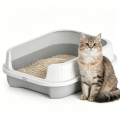 Wholesale Heighten Fence Plastic Detachable Scoop Large Cat Litter Tray