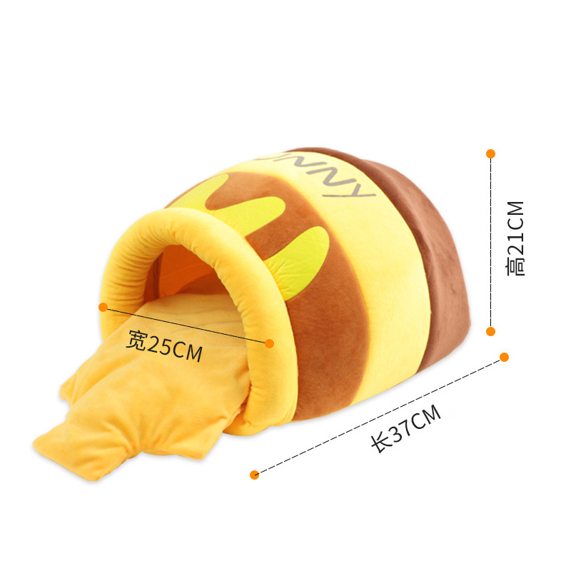 Wholesale Honey Jar Design Short Plush Cat Cave Bed