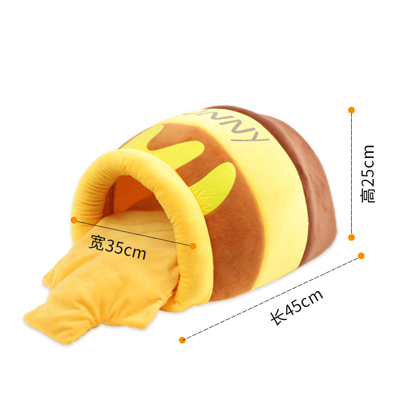 Wholesale Honey Jar Design Short Plush Cat Cave Bed