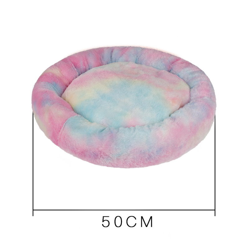 Manufacturer wholesale soft plush colorful pet dog round bed
