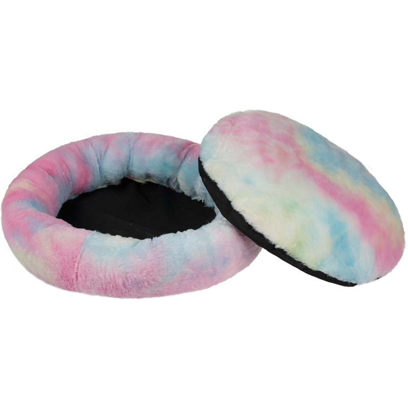 Manufacturer wholesale soft plush colorful pet dog round bed