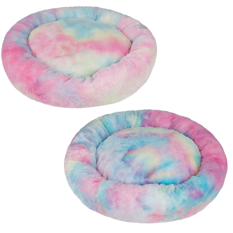 Manufacturer wholesale soft plush colorful pet dog round bed