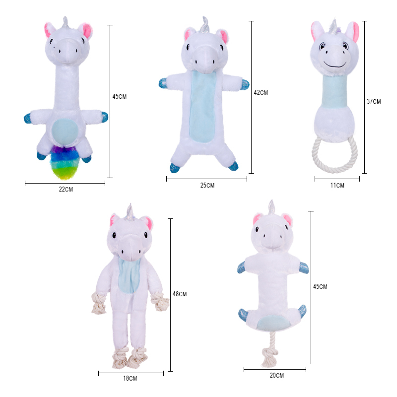 Manufacturer wholesale cute macaron color colorful soft plush dog white toys with rope set