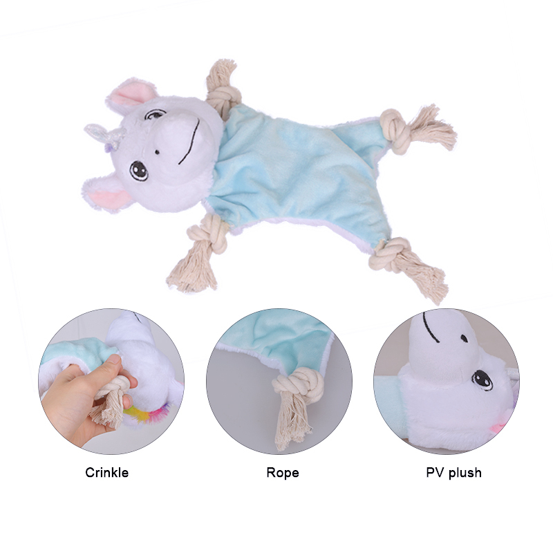 Manufacturer wholesale cute macaron color colorful soft plush dog white toys with rope set