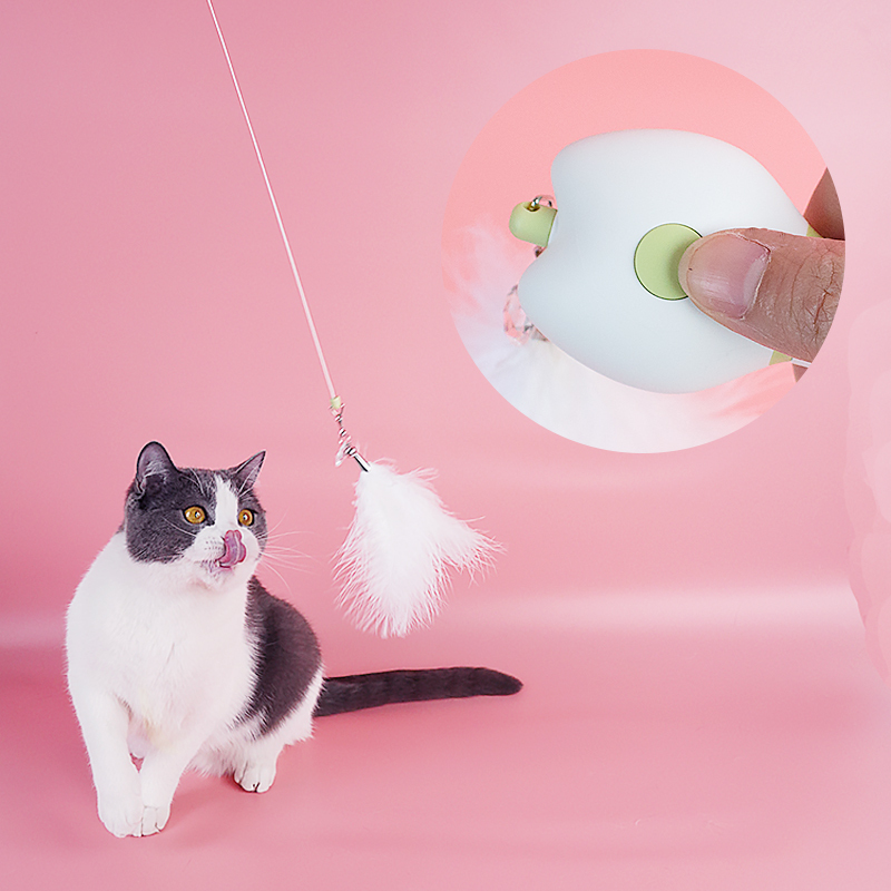 Manufacturer wholesale multifunctional feather adjustable teaser cat laser toy battery