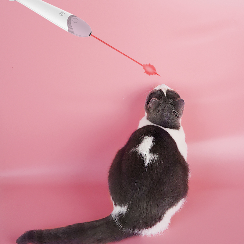 Manufacturer wholesale multifunctional feather adjustable teaser cat laser toy battery