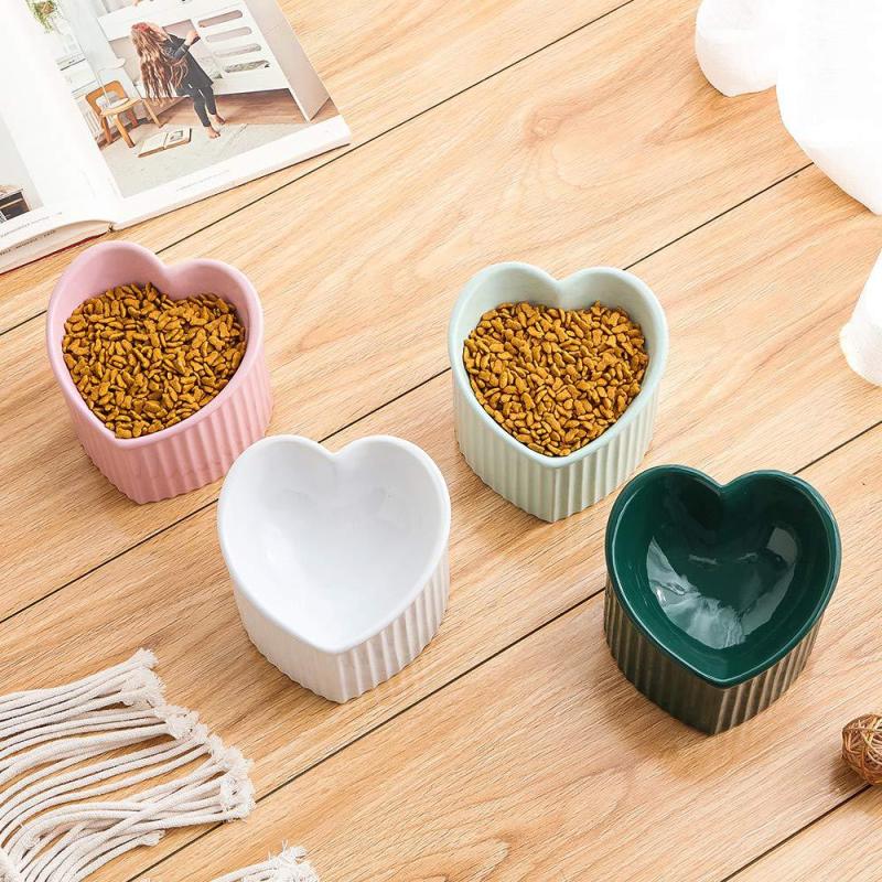Manufacturer wholesale heart design ceramic cat food bowl