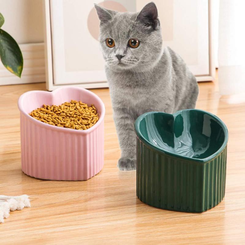 Manufacturer wholesale heart design ceramic cat food bowl