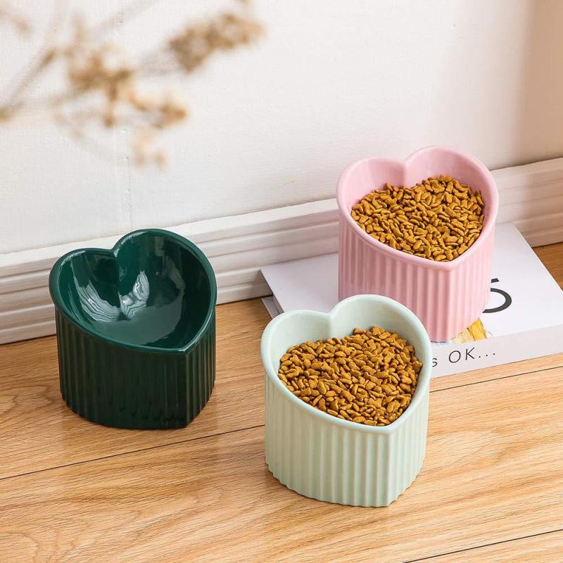 Manufacturer wholesale heart design ceramic cat food bowl